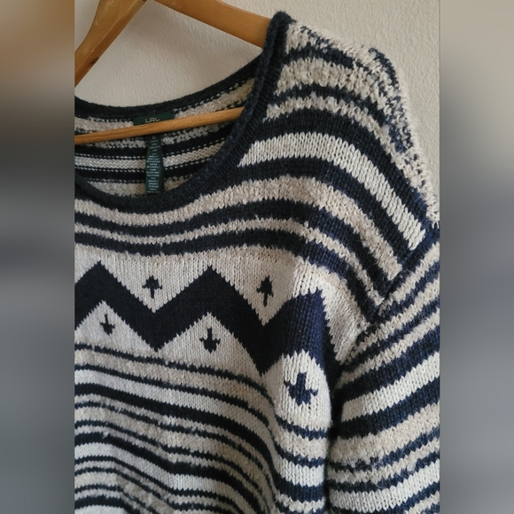 Ralph Lauren rolled hem textured wool blend pullover sweater Women's XL oatmeal - Picture 2 of 8